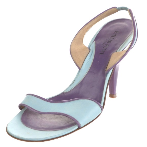 Emilio Pucci Leather Slingback Sandal Heels - Picture 2 of 4